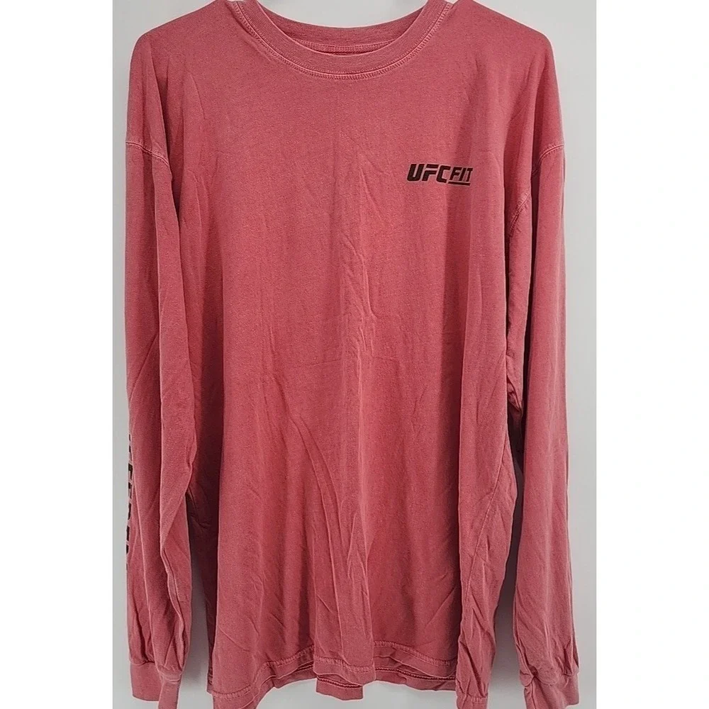 UFC Fit Mens Large Long Sleeve Graphic T-Shirt Red Train Different Cotton LG - Picture 2 of 7